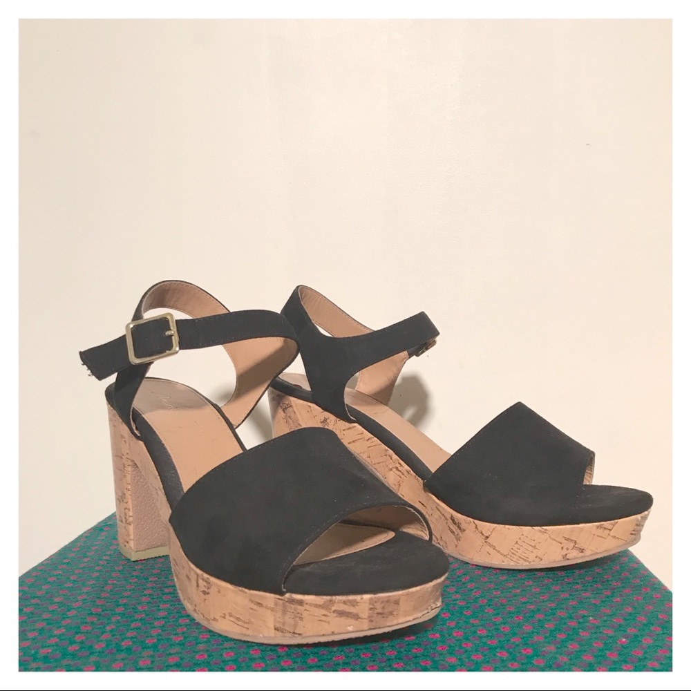 Cork Platforms with Velvet Ankle Straps